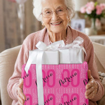 90. Geburtstag Moderne Pinke Typografie