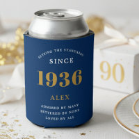 90. Geburtstag Name 1936 Blau Gold Elegant Chic