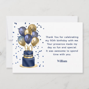 90. Geburtstag Navy Blau Ballon Torte Danke