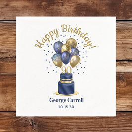 90. Geburtstag Navy Blue Balloon Cake Serviette