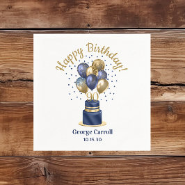 90. Geburtstag Navy Blue Balloon Cake Serviette