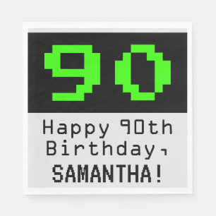 90. Geburtstag - Nerdy / Geeky Style "90" & Name Serviette