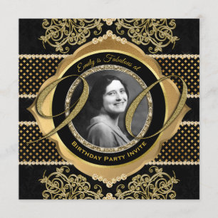 90. Geburtstag Ninetieth Gold Diamond Foto Rahmen Einladung