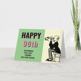 90. Geburtstag Personalisiert Retro Funny Cartoon Karte