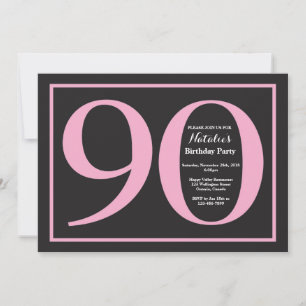 90. Geburtstag Pink und schwarzes Schultafel-Desig Einladung