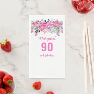 90. Geburtstag pinkfarbenes Party Serviette