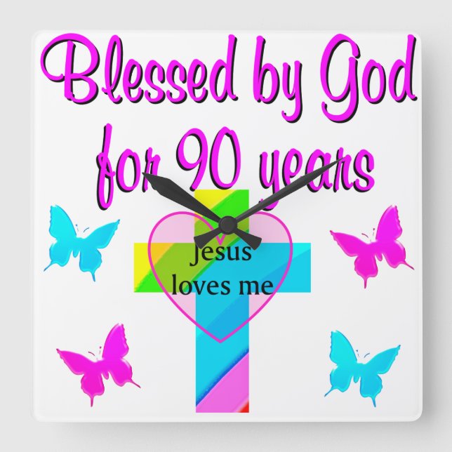 90. GEBURTSTAG PRAYER QUADRATISCHE WANDUHR (Vorderseite)