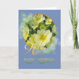 90. Geburtstag Primrosen und blau Karte