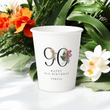 90. Geburtstag Prost mit Namen Tropical Floral
