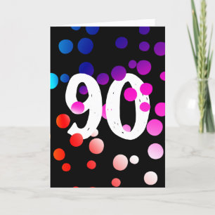 90. Geburtstag Rainbow Dots auf Black Karte