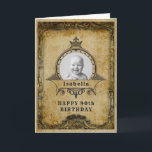 90. Geburtstag Retro Vintages Monogramm Foto Erwac Karte<br><div class="desc">Vintager Retro-Meilenstein im Stil des 90. Geburtstags Grußkarte. Die elegante Geburtstagskarte der Frauen. Diese charmante junge Dame wird 90 Jahre alt. Legen Sie Ihr eigenes Foto ein. Vorlage so leicht personalisiert. Beachten Sie, dass das Foto die gleichen Farben hat wie Sie. Das Design ist auch mit anderen Altersmindestplänen und einer...</div>
