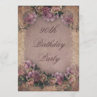90. Geburtstag Romantische Vintage Rose und Spitze