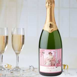90. Geburtstag Rosa weiße Streifen Blumenstrauß Fo