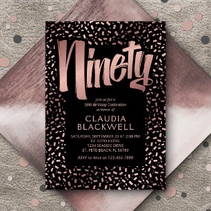 90. Geburtstag Rose Gold Confetti Einladung