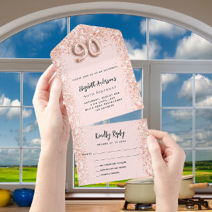 90. Geburtstag Rose Goldblütler Funkeln Party UAWG All In One Einladung
