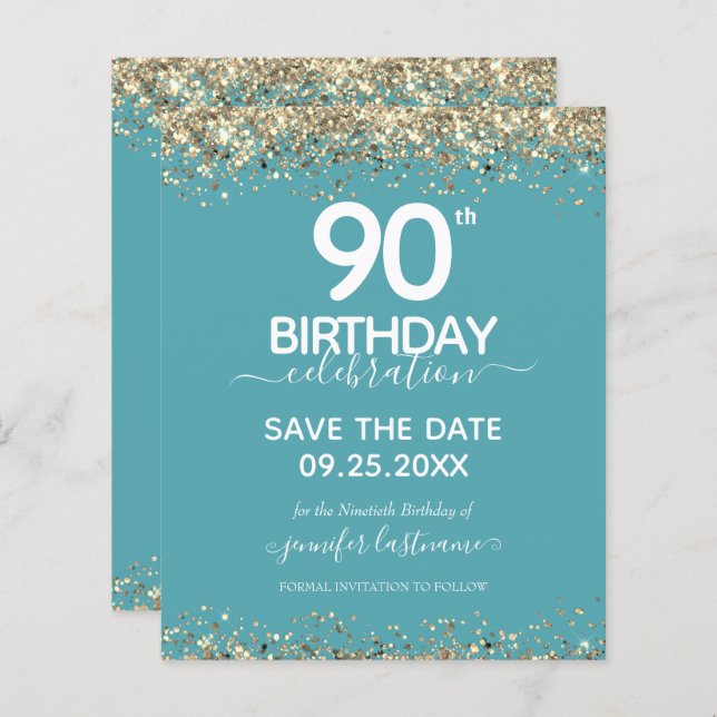 90. Geburtstag Save the Date Einladung (Vorne/Hinten)