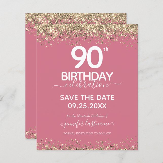 90. Geburtstag Save the Date Einladung (Vorne/Hinten)