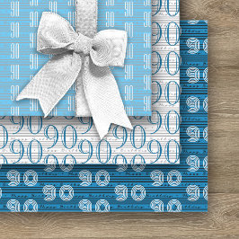 90. Geburtstag Schwarz-weiße Typografie-Zahlen Geschenkpapier Set