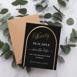 90. Geburtstag Schwarzer Goldbogen Save the Date K
