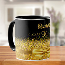 90. Geburtstag schwarzer goldener Name klassisch e