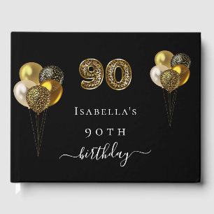 90. Geburtstag schwarzer Goldleopard Tier Geburtst Gästebuch