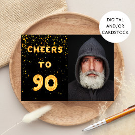 90. Geburtstag schwarzes Gold Juers Foto Einladung