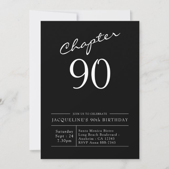 90. Geburtstag Script 90 Party Einladung (Vorderseite)