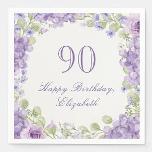 90. Geburtstag Servietten Elegantes lila Floral