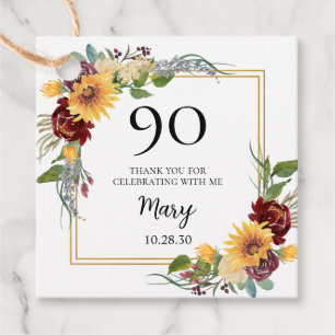 90. Geburtstag Sonnenblumen Danke Geschenkanhänger