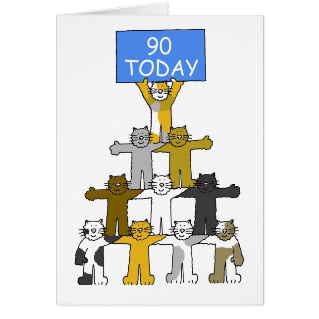 90. Geburtstag Spaß Cartoon Katzen (Vorne)