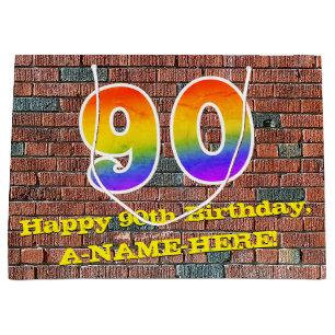 90. Geburtstag: Spaß, Graffiti-Inspiriert Regenbog Große Geschenktüte