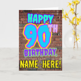 90. Geburtstag - Spaß, Urban Graffiti Inspiriert L Karte