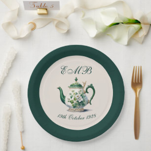 90. Geburtstag Tea Party Green Regency Geburtstag Pappteller