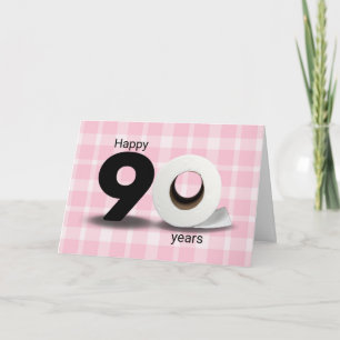 90. Geburtstag Toilettenpapierrolle auf Karo Karte
