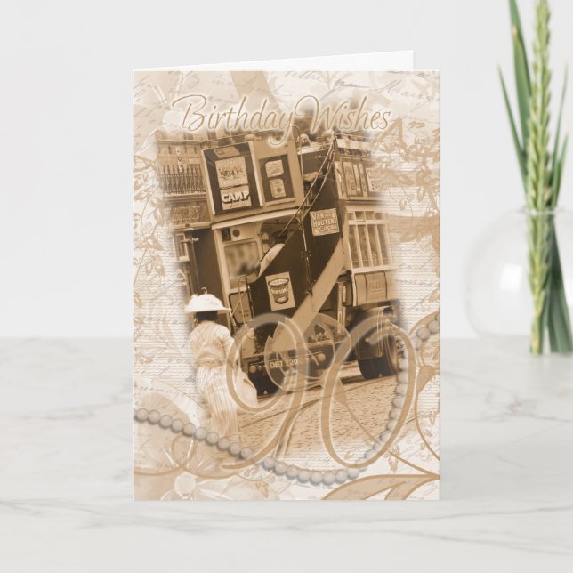 90. Geburtstag - Vintag, Nostalgie, Retro Geburtst Karte (Vorderseite)