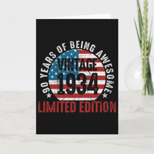 90. Geburtstag Vintage 19&#; Patriotische USA-Fla Karte