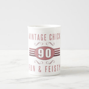 90. Geburtstag Vintage Chick Prozellantasse