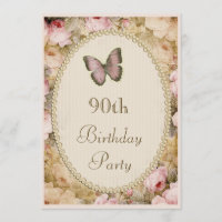 90. Geburtstag Vintagen Rose Schmetterling, Musikn