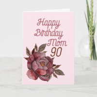 90. Geburtstag Wasserfarbe Vintage Rote Rose