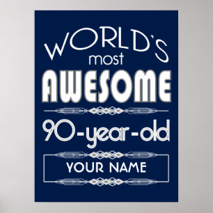 90. Geburtstag Welten Beste fabelhafte Dunkelblau Poster