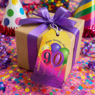90. Geburtstags-Ballon-Konfetti-Party Geschenkanhänger
