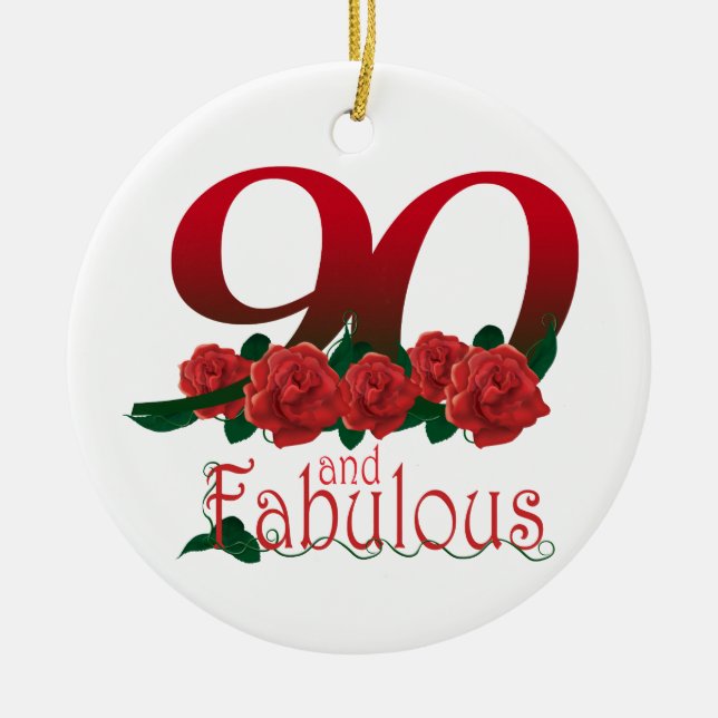 90. Geburtstags-Blume Keramik Ornament (Vorne)