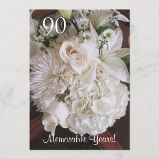 90 Geburtstags-Feier/elegantes weißes Blumen Einladung