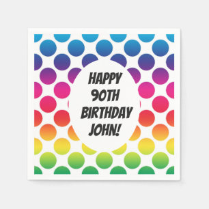 90. Geburtstags-Feier mit bunten Kreisen Serviette