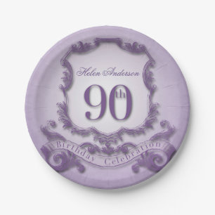 90. Geburtstags-Feier-Vintager Rahmen Pappteller