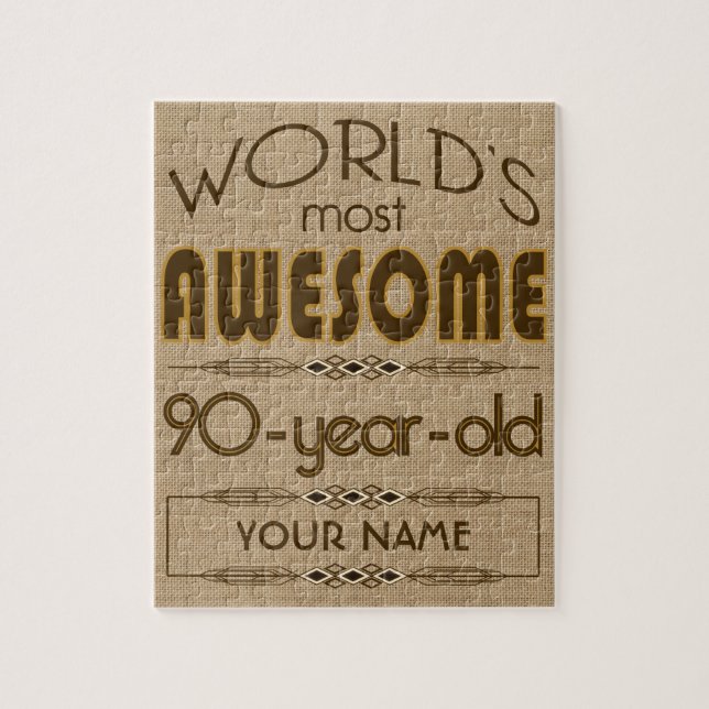 90. Geburtstags-Feier-Welt gut fabelhaft Puzzle (Vertikal)