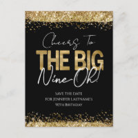 90. Geburtstags Gold Black Save the Date Postcard