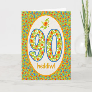 90. Geburtstags-Karte Walisers, orange Karte