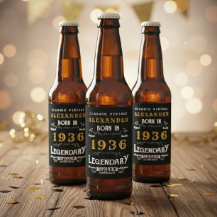 90. Geburtstags-Legende Geboren 1936 Vintage Schwa Bierflaschenetikett