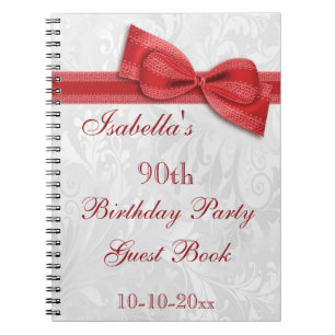 90. Geburtstags-Party-Damast und Bogen Notizblock